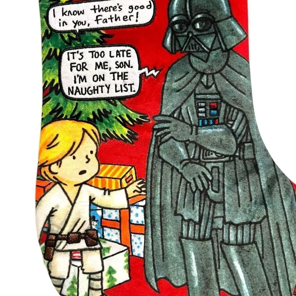 NEW Star Wars Darth Vader & Luke Skywalker Christmas Stocking Plaid Trim Disney